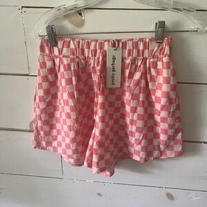 Pretty Garbage Pink Checkered Shorts, size small, NWT, boutique, sleep, summer